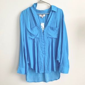 NWOT Philosophy Blue Polka Dot Peasant Blouse L